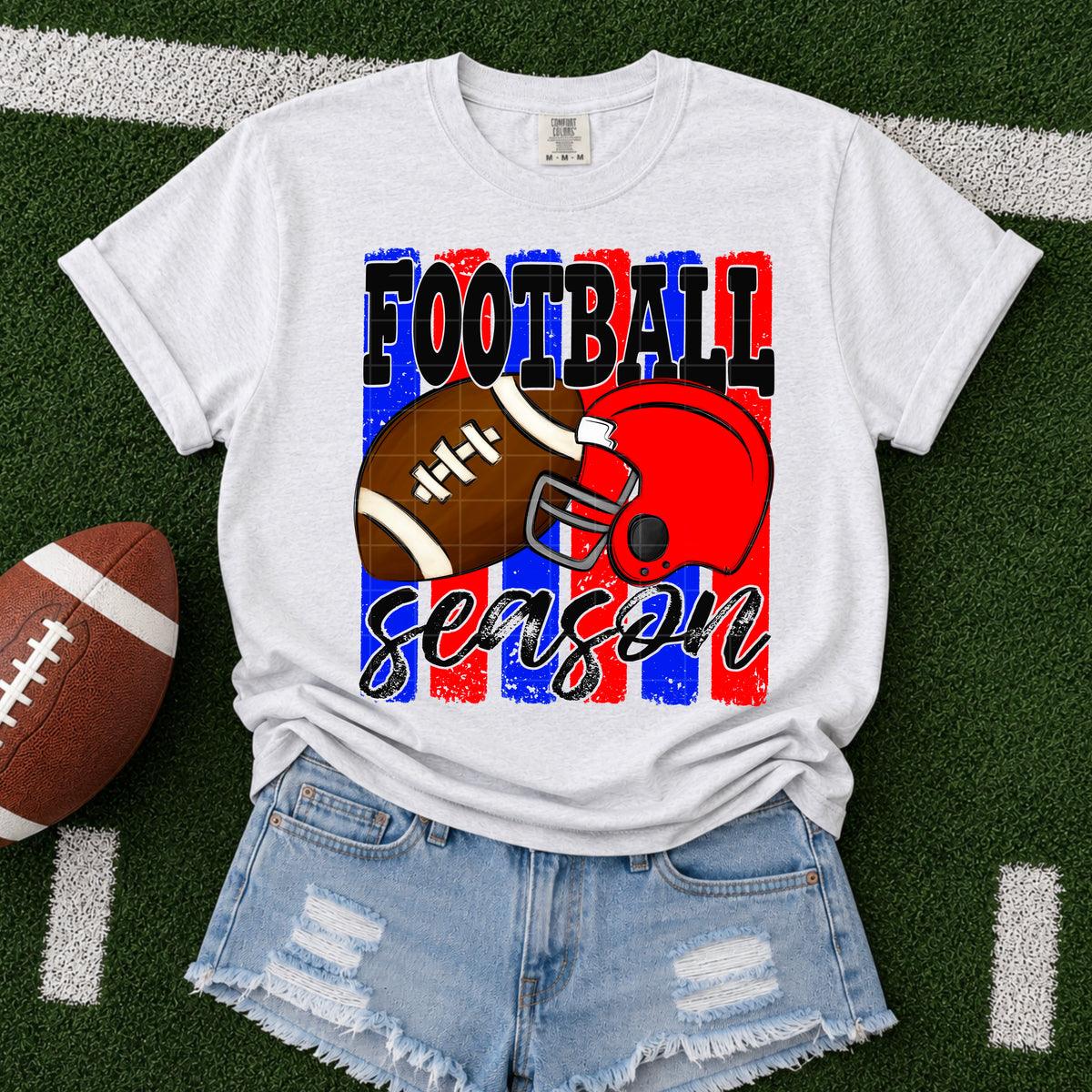 Football season blue red (SDD) DTF Transfer