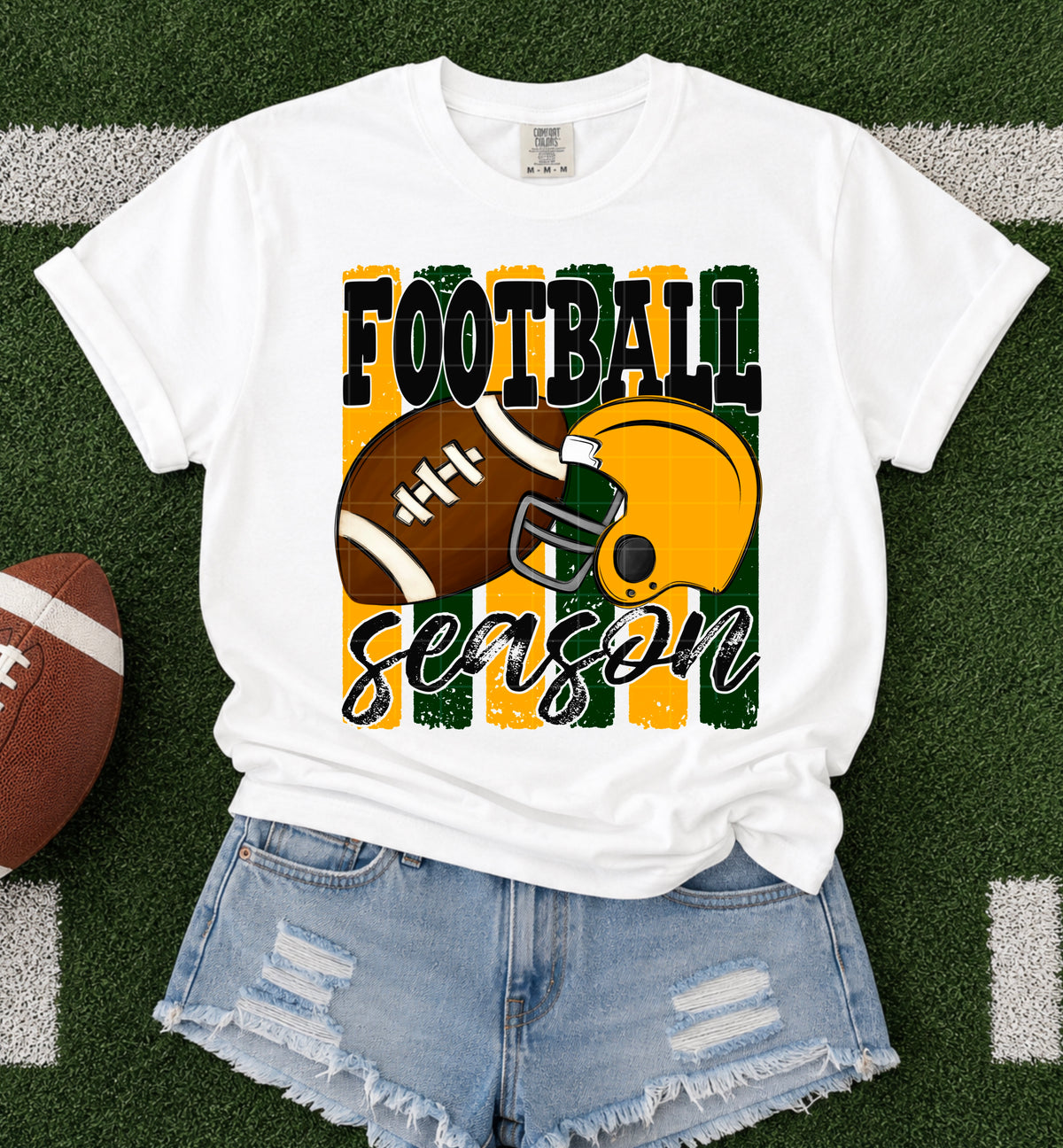 Football season hunter green gold (SDD) DTF Transfer
