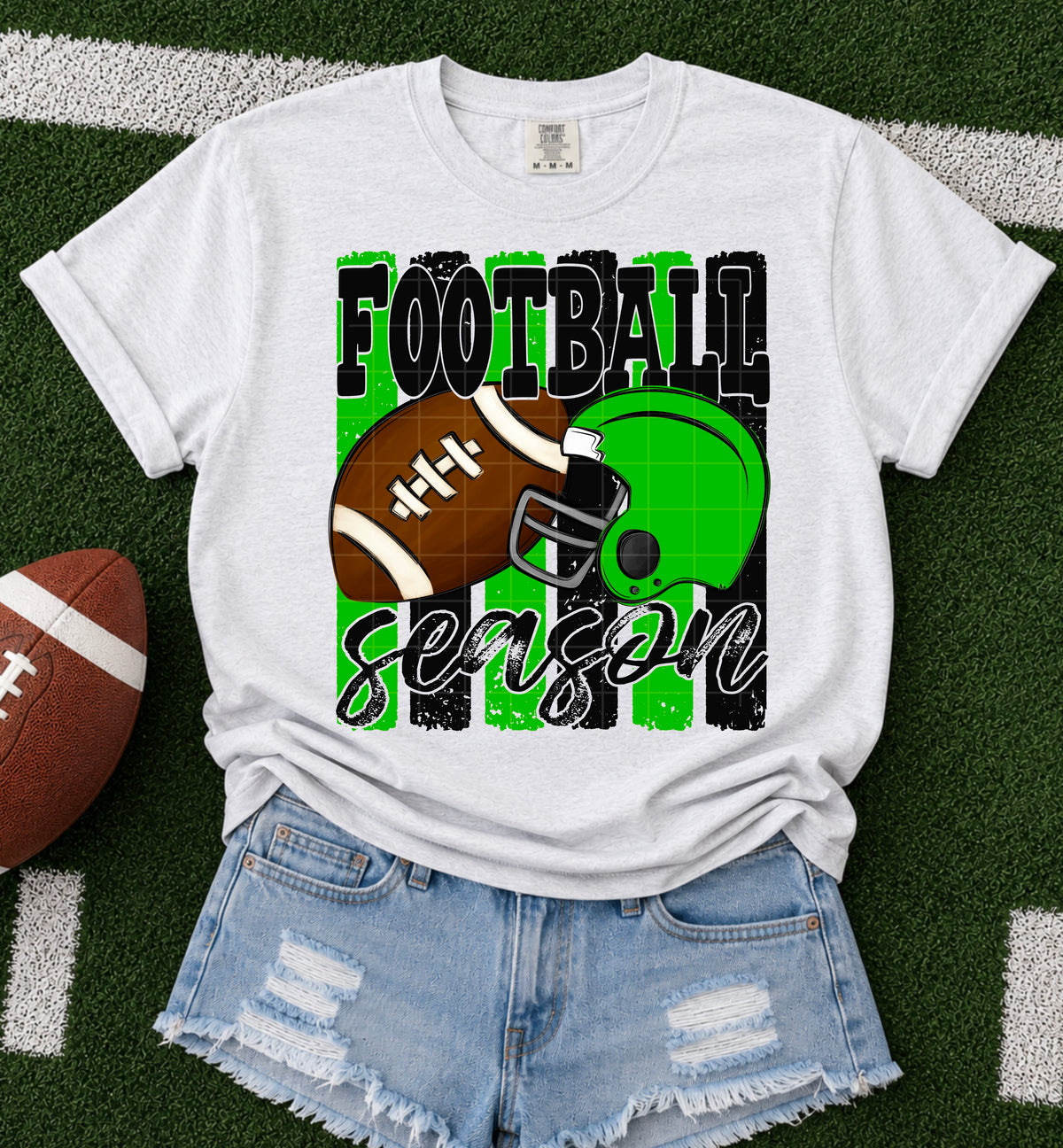 Football season kelly green black (SDD) DTF Transfer