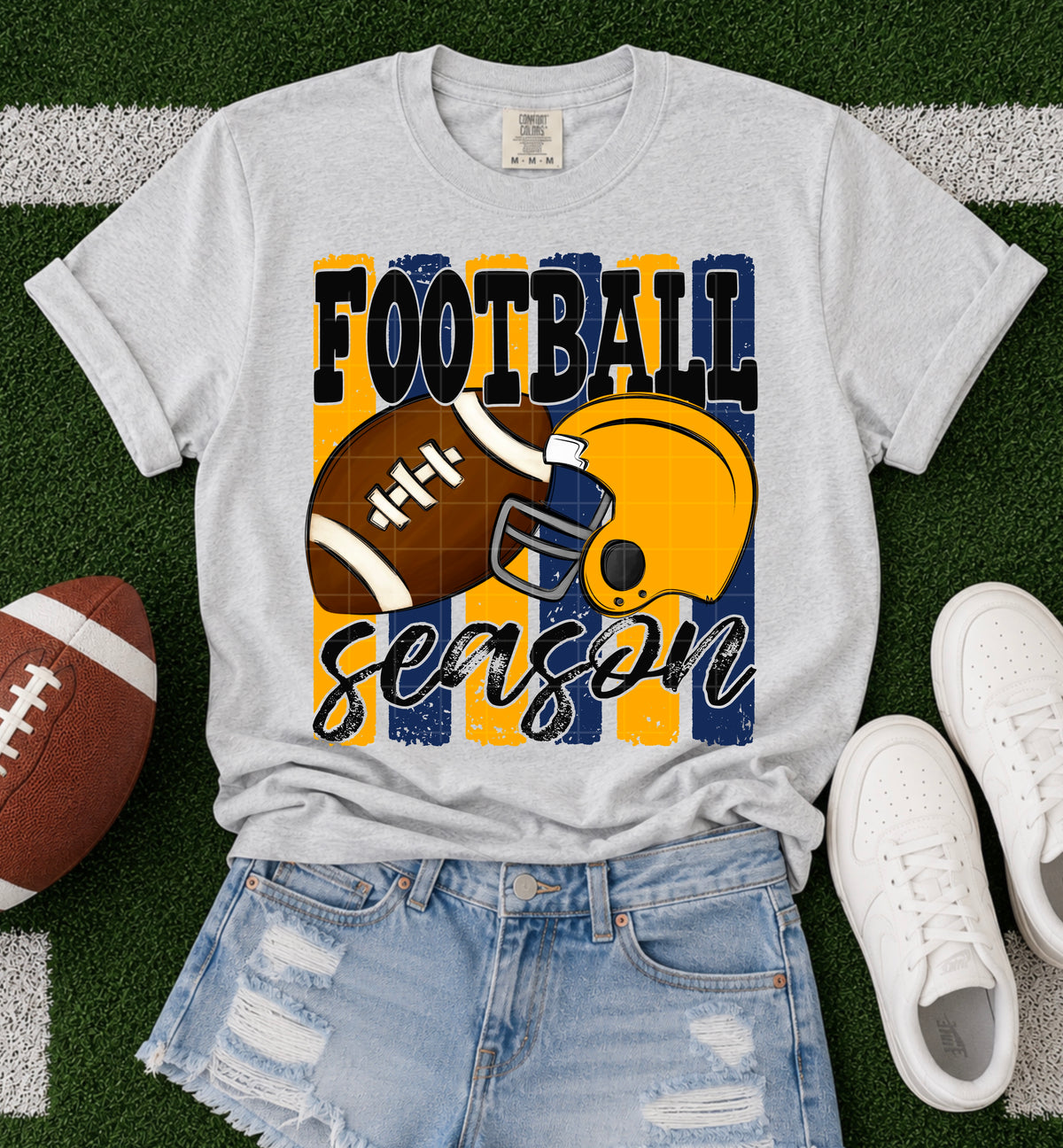 Football season navy yellow gold (SDD) DTF Transfer