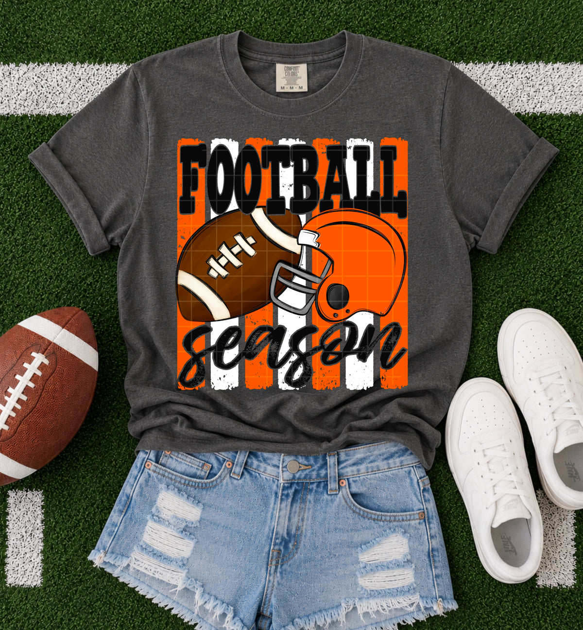 Football season orange white (SDD) DTF Transfer