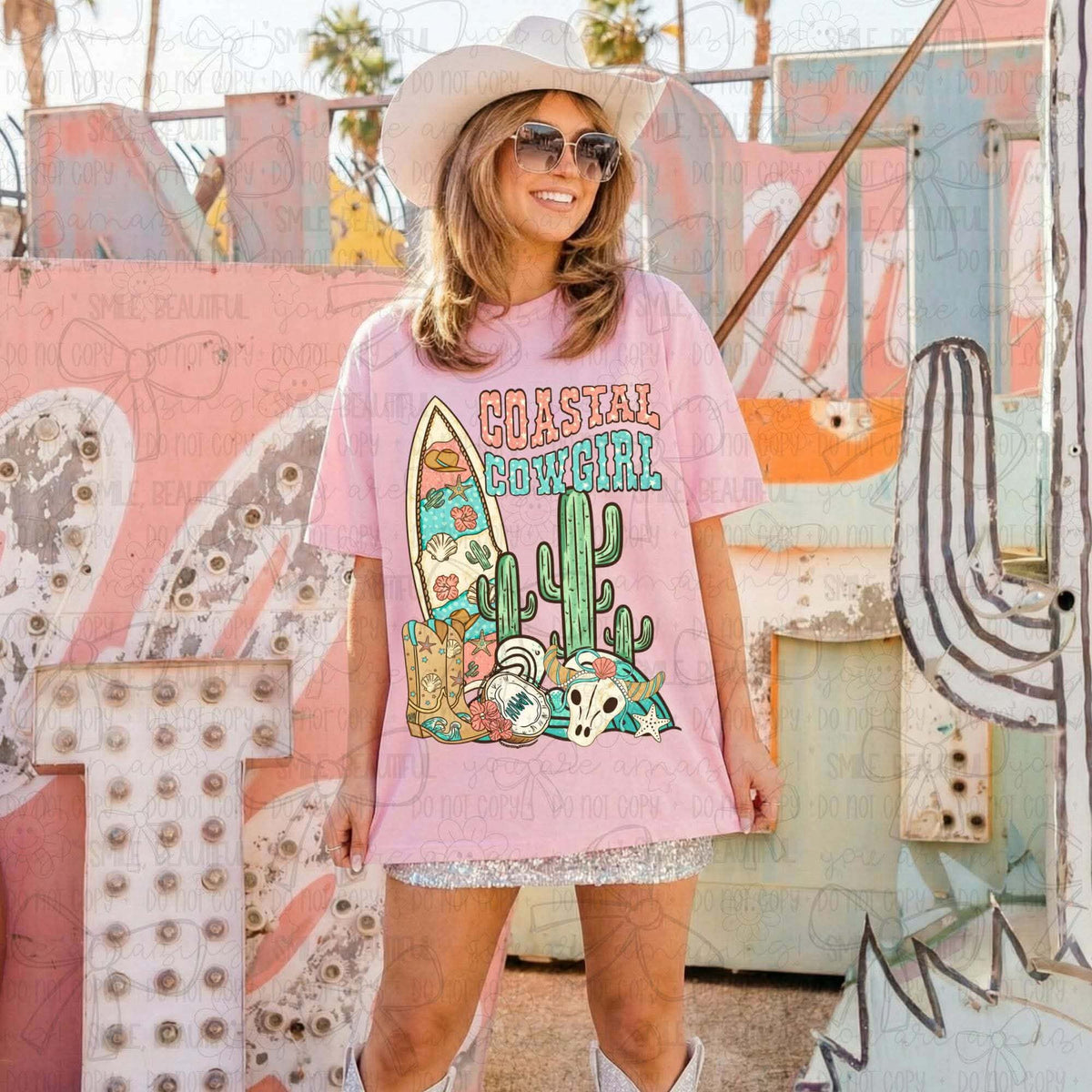 Coastal cowgirl western surf board (Carter) DTF Transfer