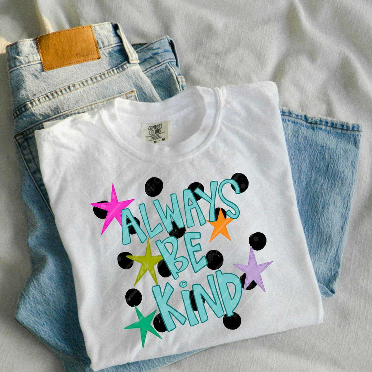 Always be kind polka dots and stars DTF transfer