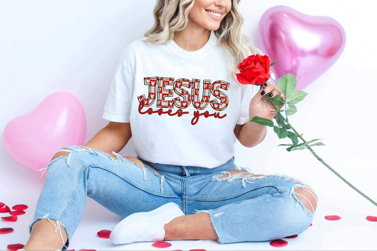 Jesus loves you heart filled 73291 DTF transfer