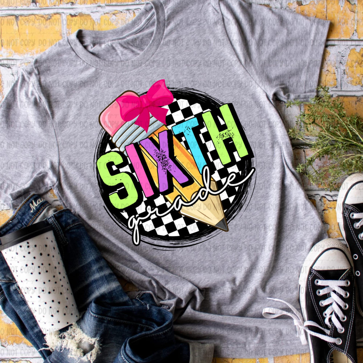 Sixth grade retro circle GIRL 106567 DTF transfer