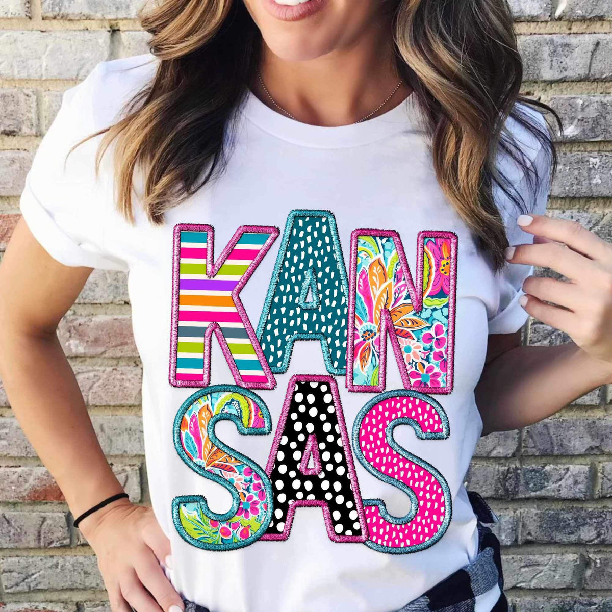 Kansas colorful embroidery (CITY) DTF transfer