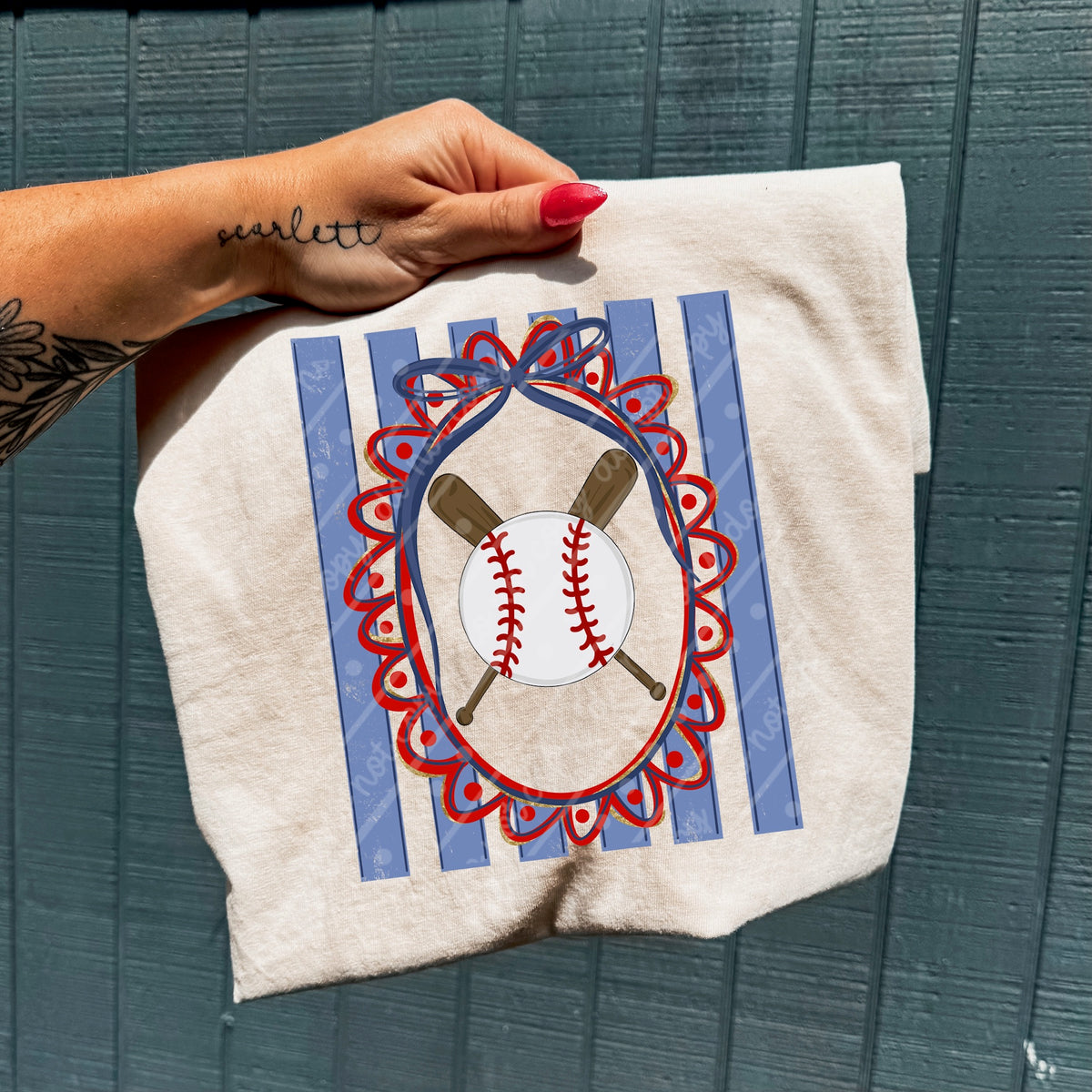 Baseball stripes and frame DTF Transfer