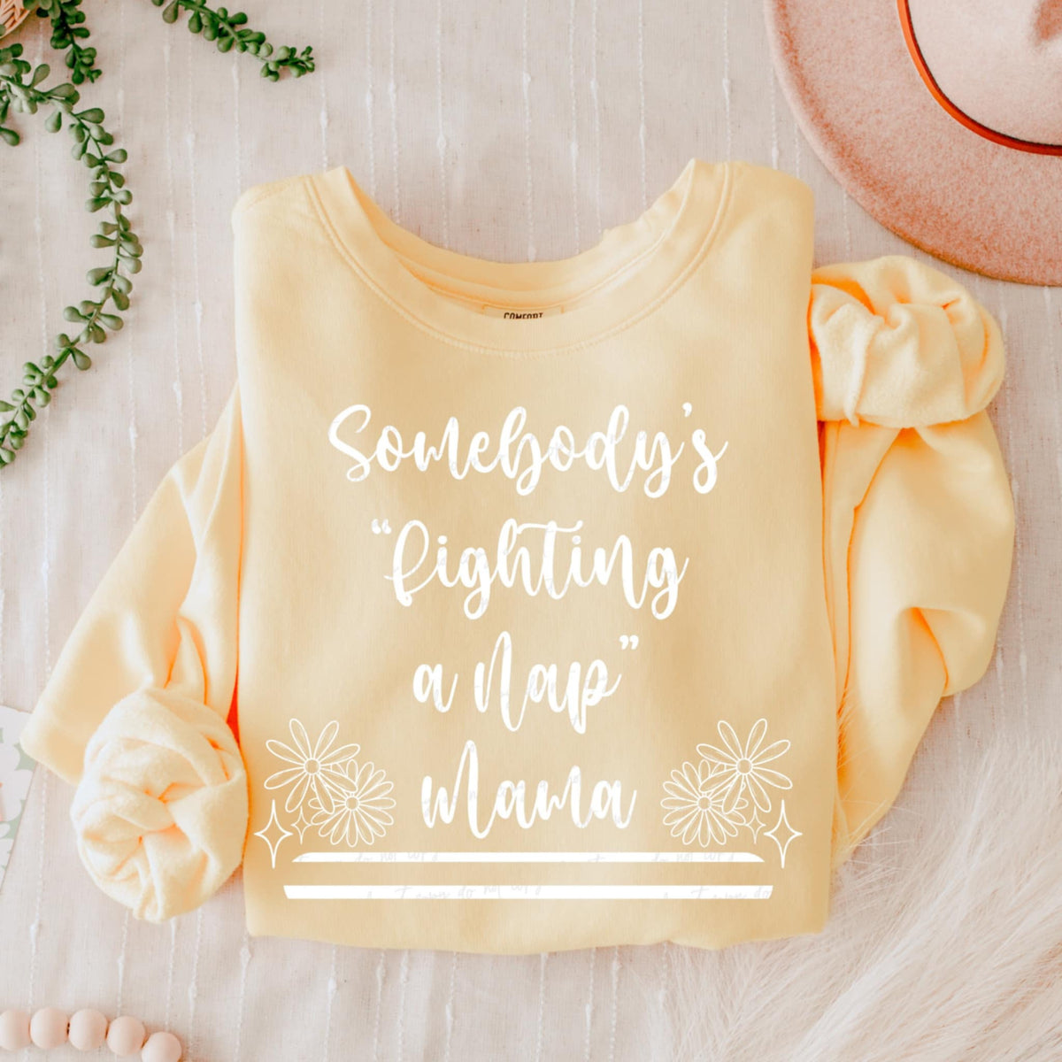 Somebody’s “fighting a nap” mama WHITE (VIRGO) 90695 DTF transfer