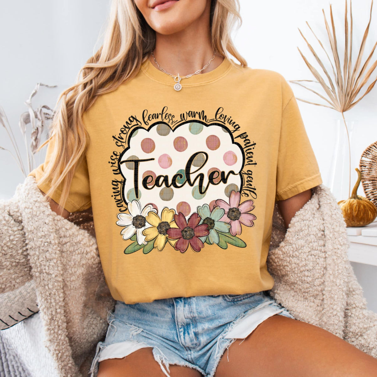 Teacher polka dot background (SDD) 91124 DTF transfer