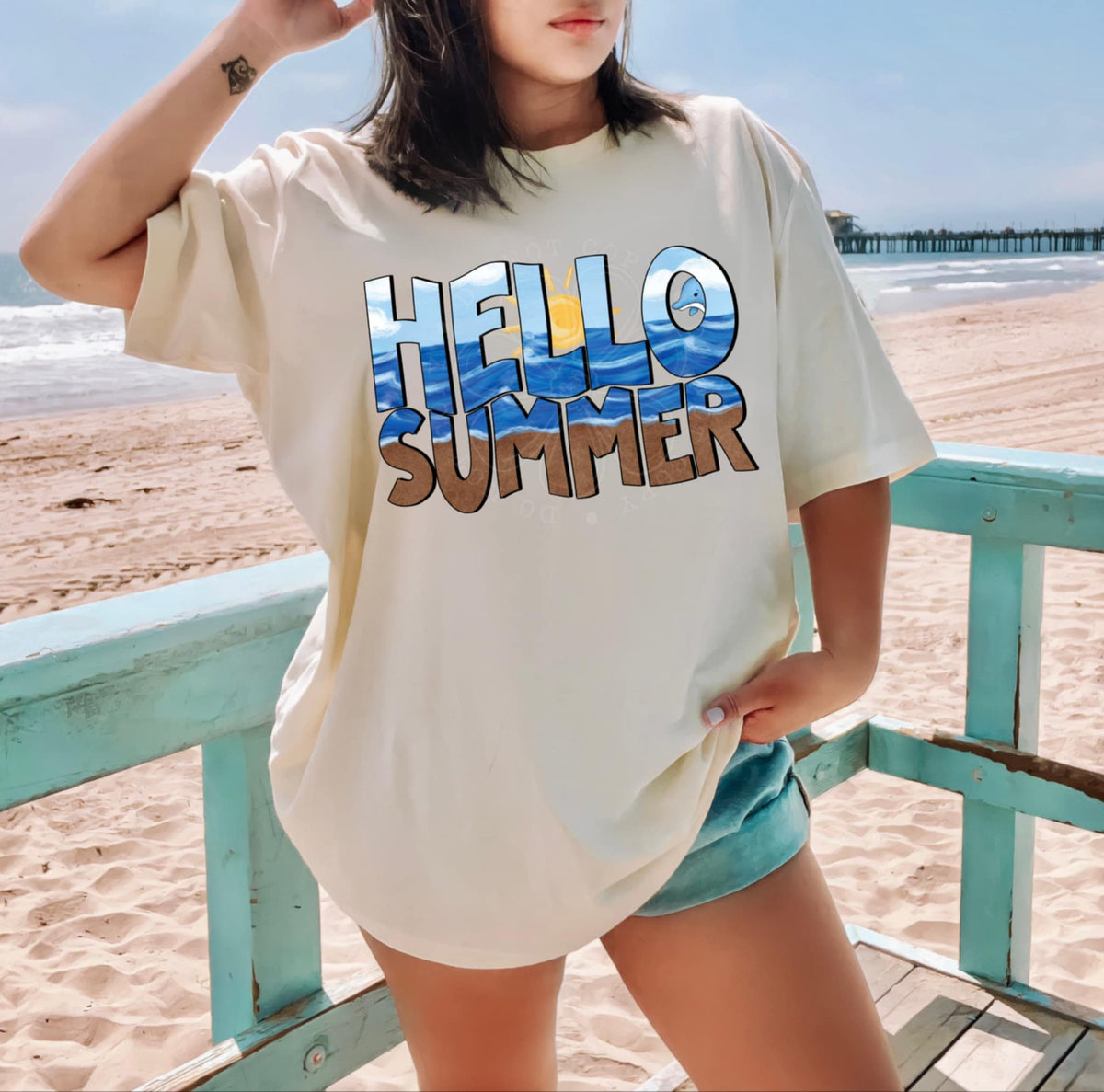 Hello summer ocean waves 92544 DTF transfer