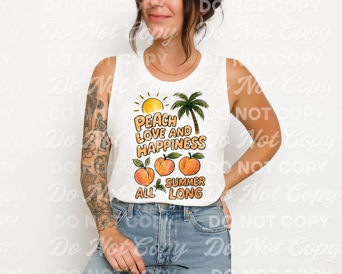 Peach love and happiness all summer long 106099 DTF transfer