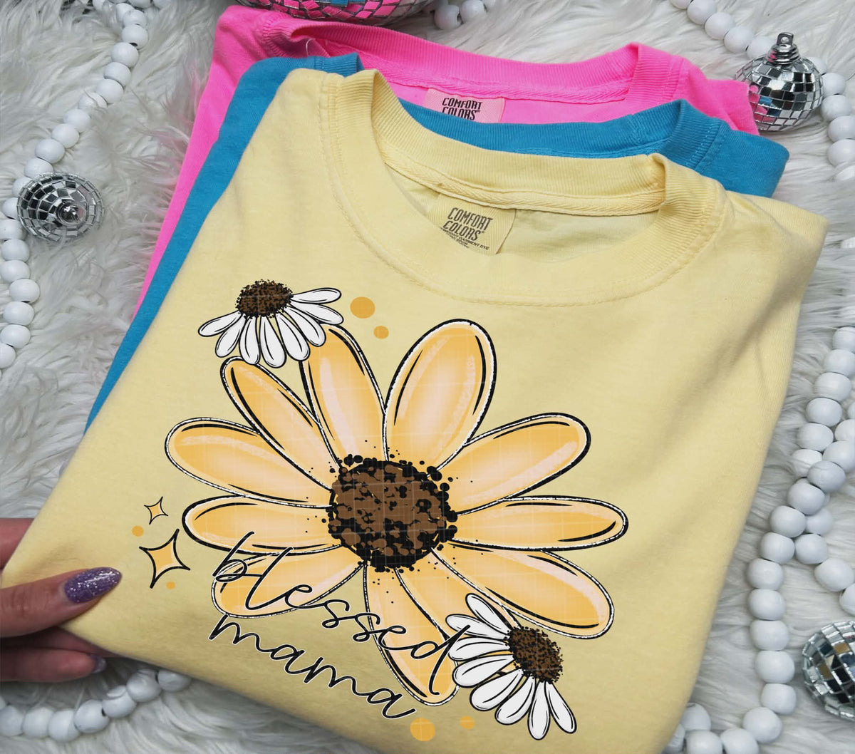 Blessed Mama yellow flower (Linda) DTF Transfer