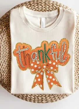 Thankful orange polka dot bow 67649 DTF transfer