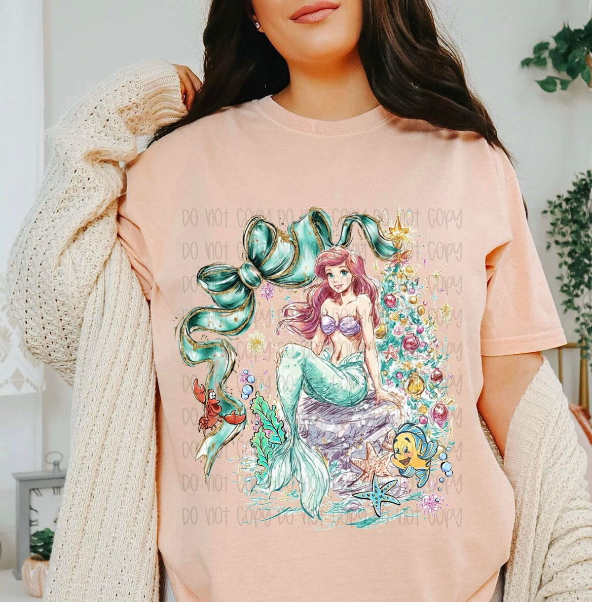 Mermaid with teal bow (SSD/renewed) DTF transfer