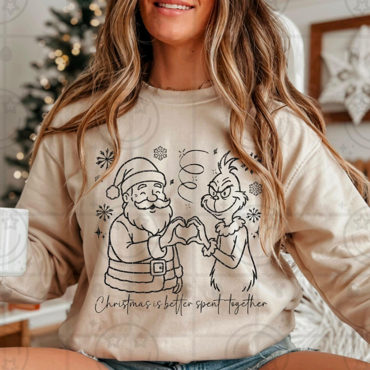 Christmas is better spent together green guy Santa HW DTF transfer