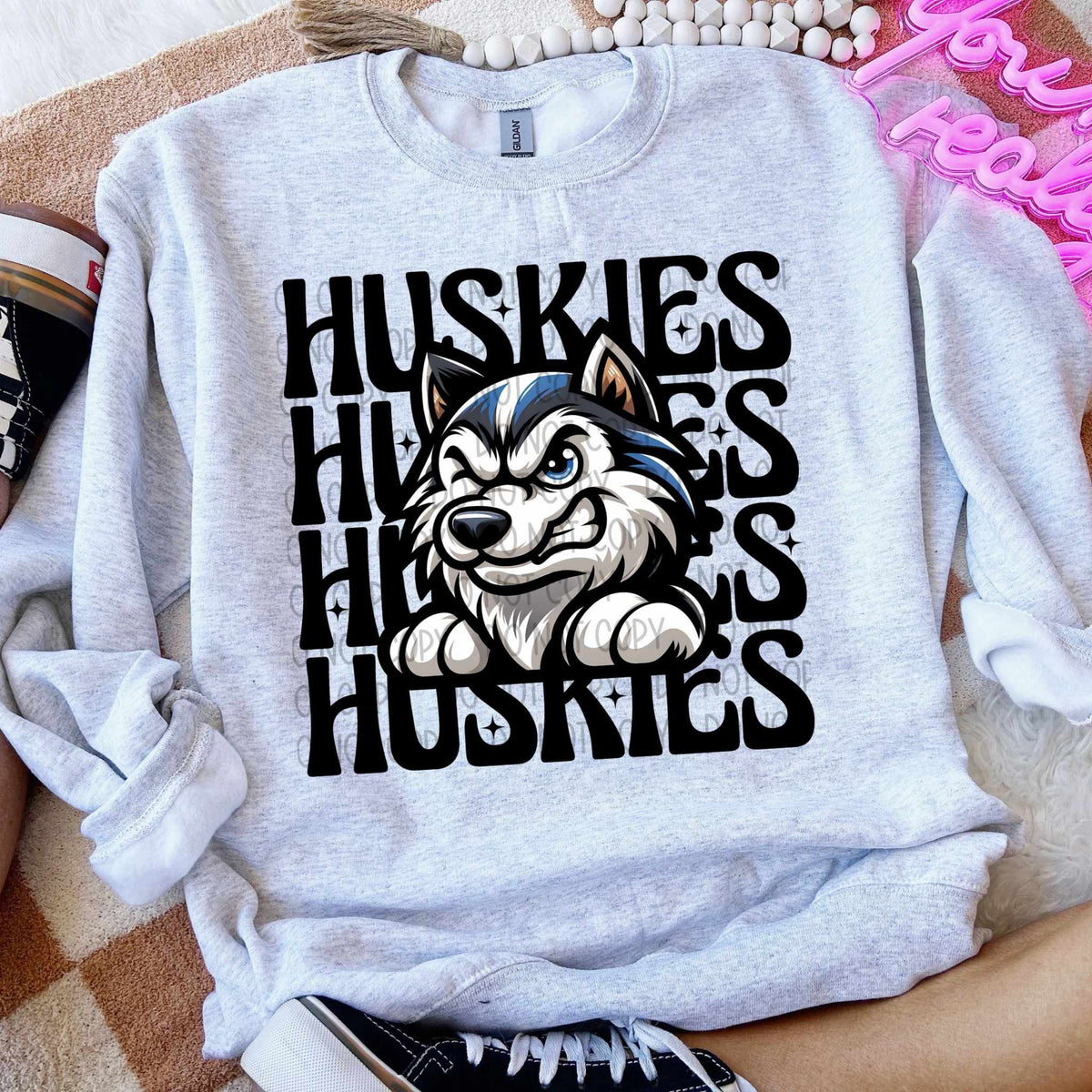 Huskies stacked Winking Mascot SWD 49177 DTF transfer