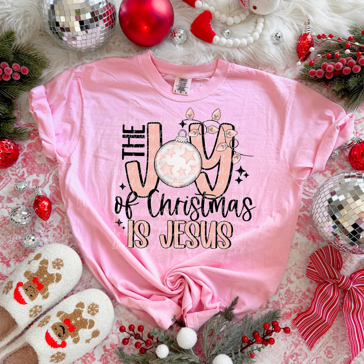 Joy to the World Ornament BLACK WORDS exclusive DTF Transfer