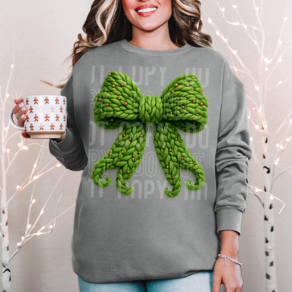 Green Bow faux Yarn (SBB) DTF Transfer