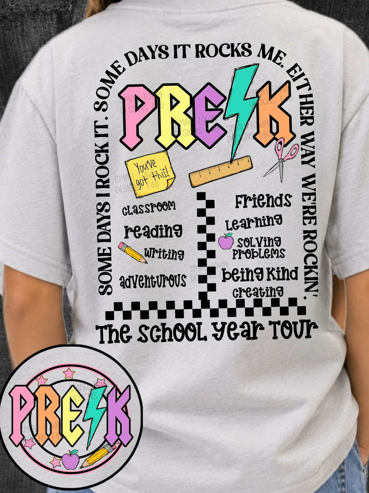 Prek lightning colorful bolt arch with school words BACK (STD) DTF Transfer