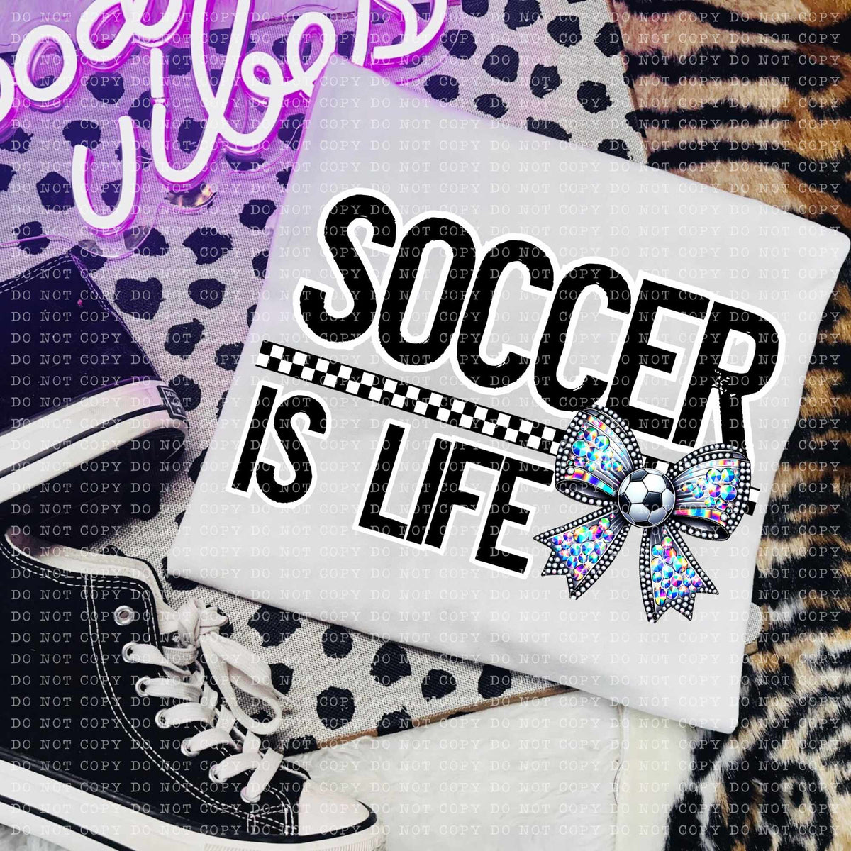 Soccer is Life rhinestone bow (ECHT) 58799 DTF transfer