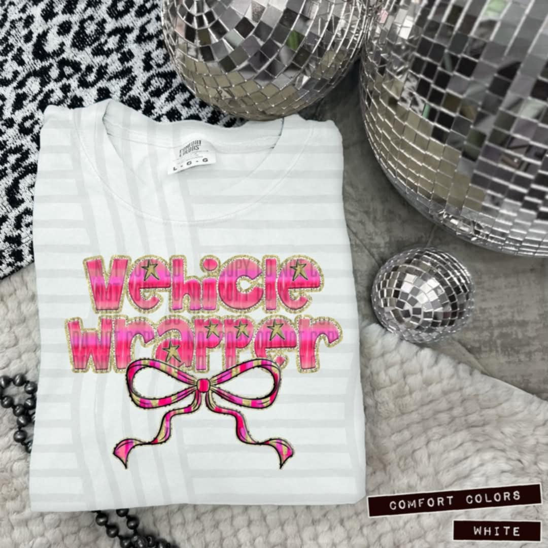 Vehicle wrapper pink with bow (Caplinger) 100604 DTF transfer