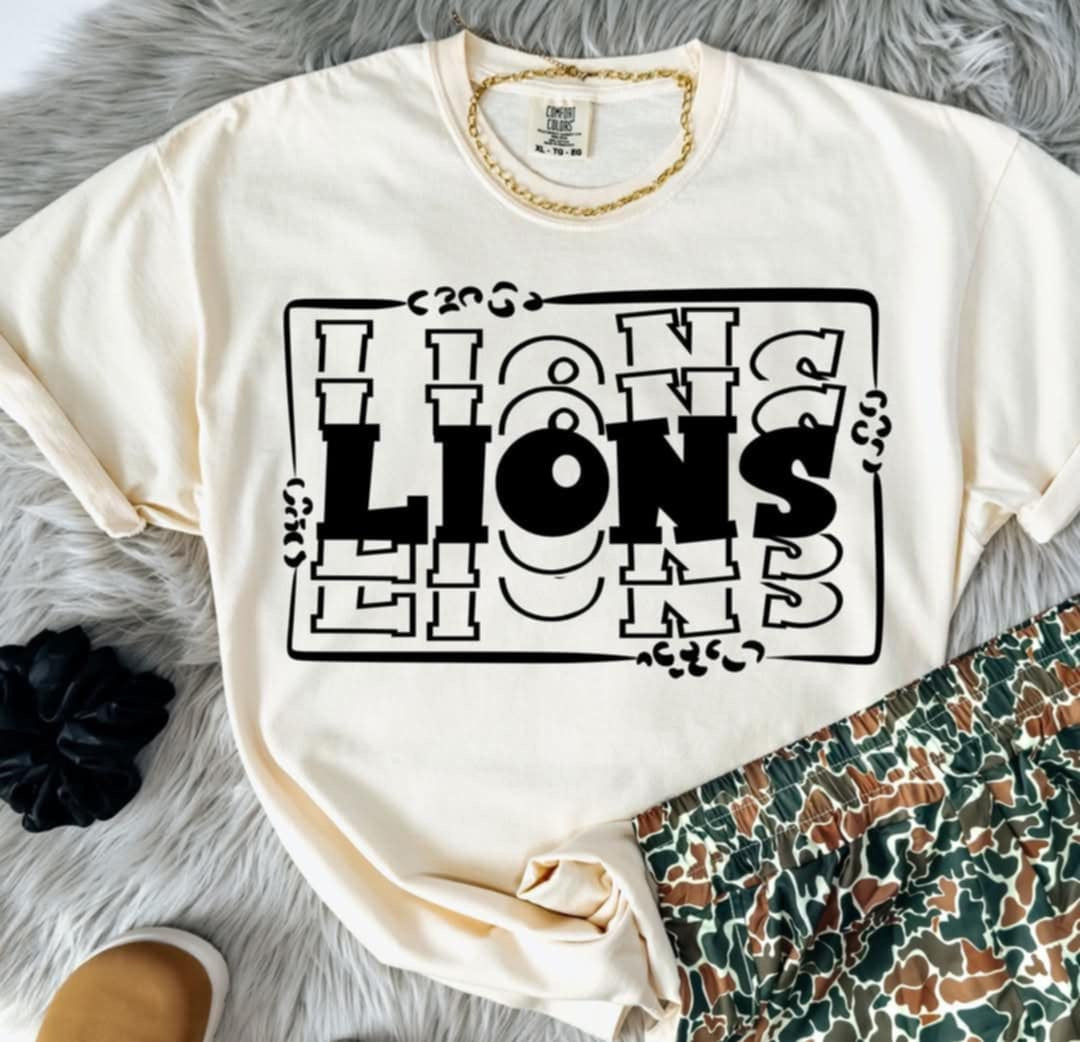 Lions stacked with frame (S&G) 98090 DTF transfer