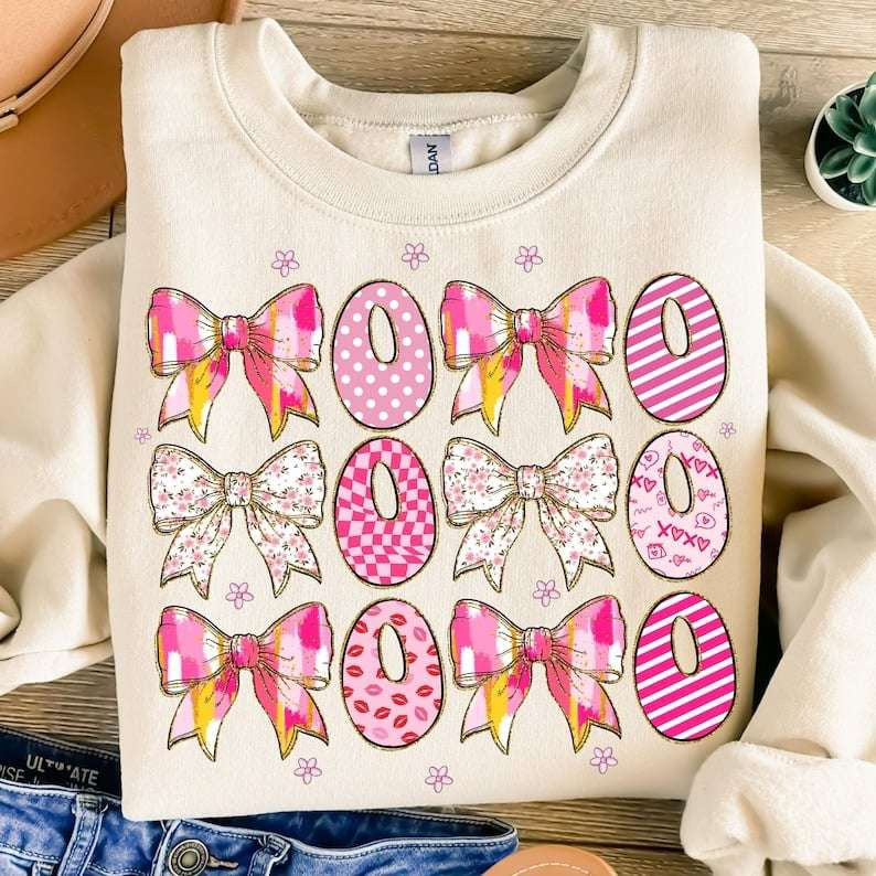 Xoxo stacked with bows 70796 DTF transfer