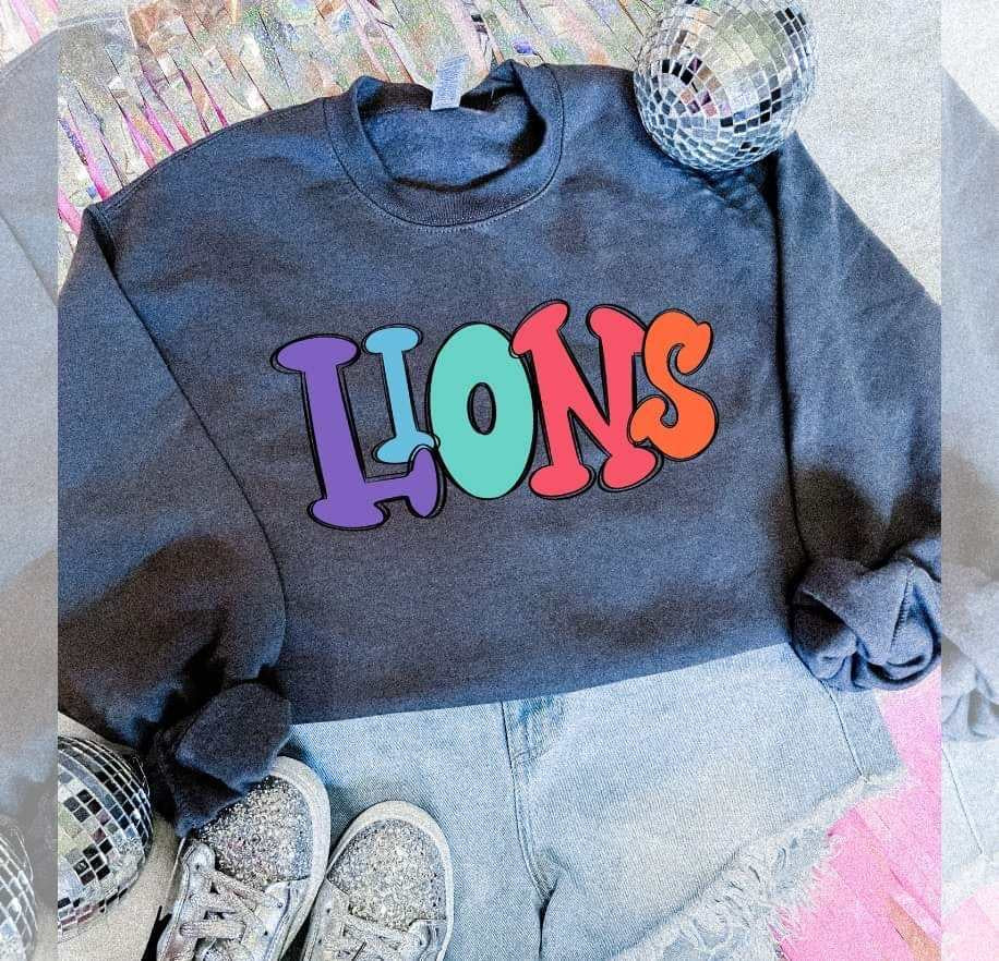 Lions colorful bubble font (S&G) 64503 DTF transfer