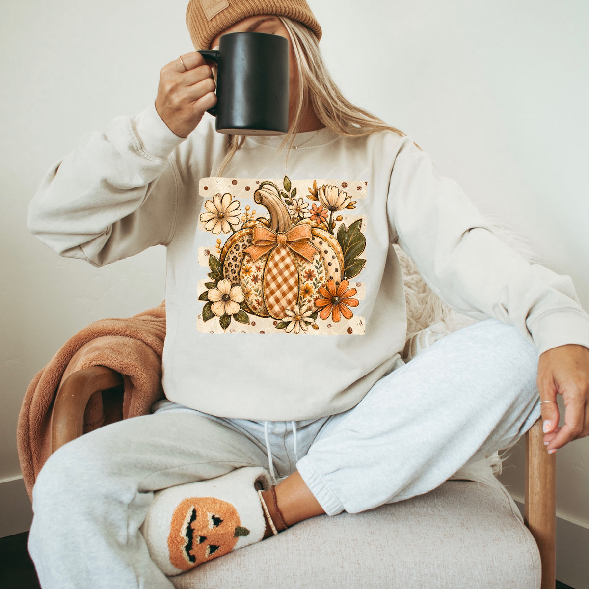 Floral pumpkin with patterns DTF Transfer