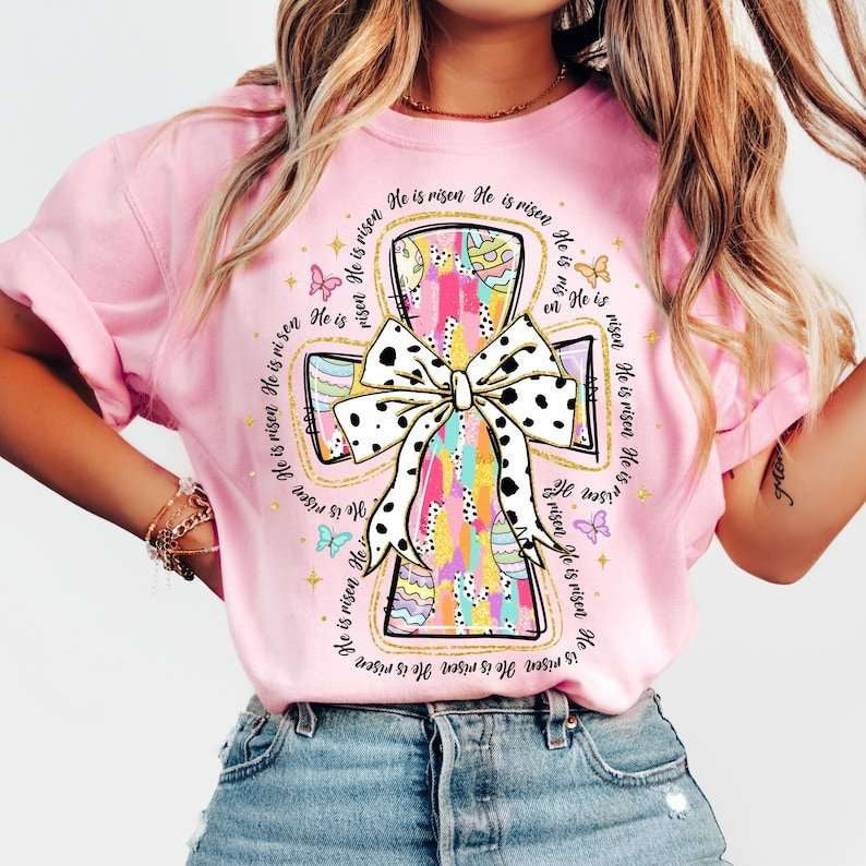 He is risen pastel cross 77648 DTF transfer