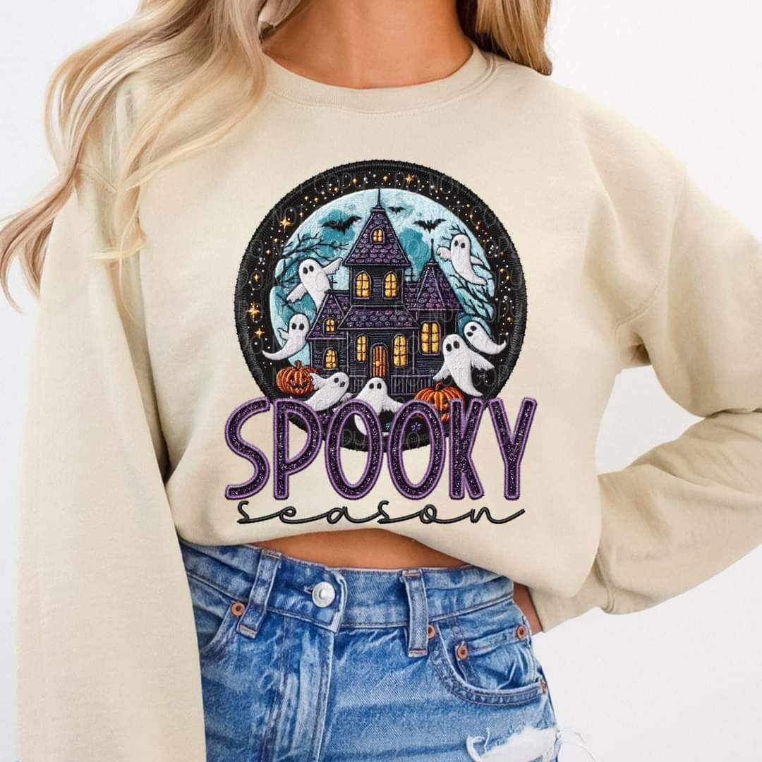 Spooky season haunted house circle 34411 DTF Transfer
