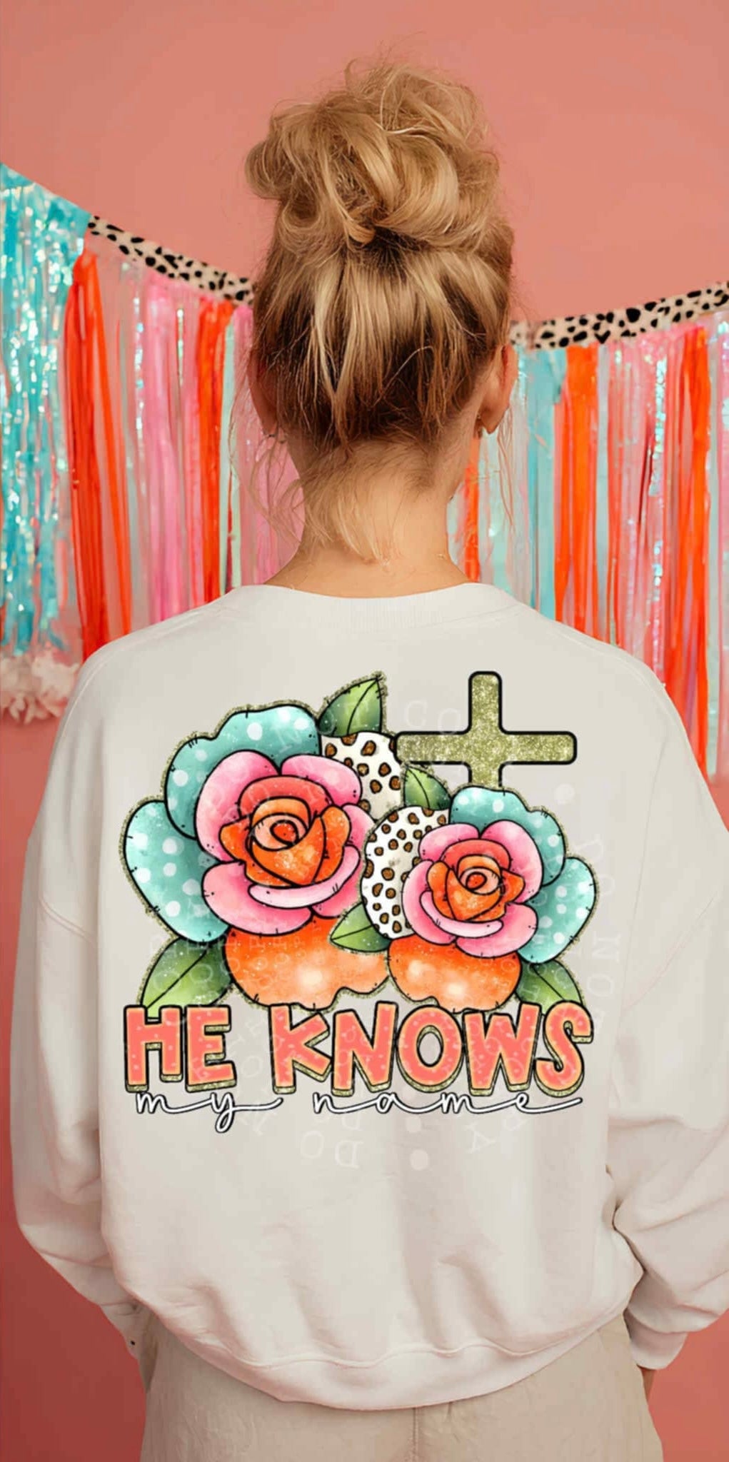 He knows my name flowers 107590 DTF transfer