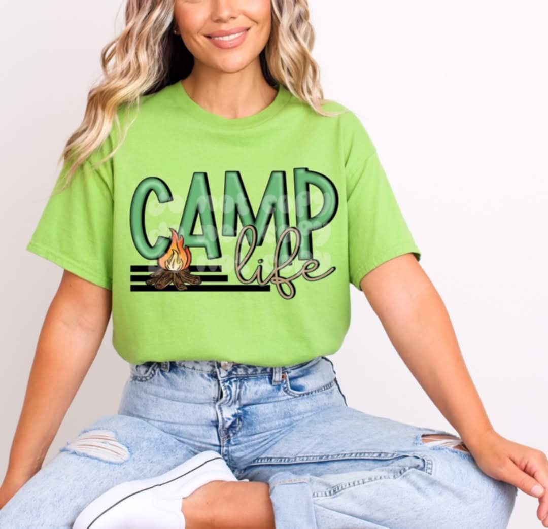 Camp life green font (C’s) 98168 DTF transfer