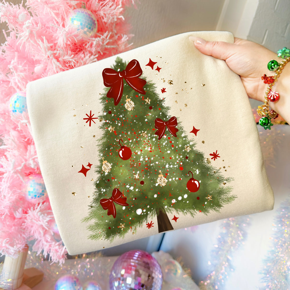 Christmas tree with red bows (csc) DTF Transfer