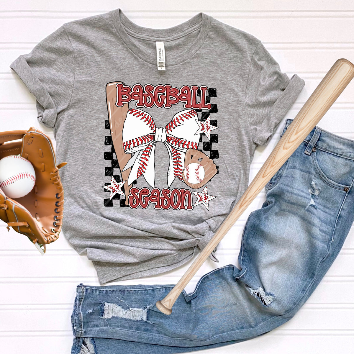 Baseball season (with bow in middle) (MZ) DTF Transfer