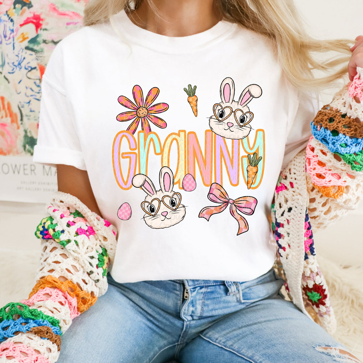 Granny bunnies and flowers (Virgo) DTF Transfer
