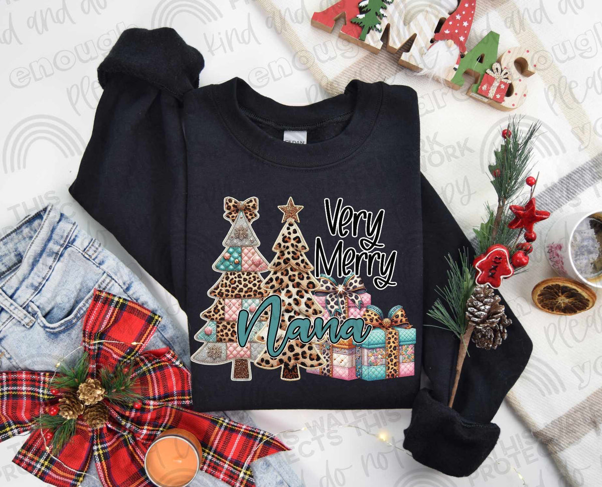 Very merry nana patterned trees 64869 DTF transfer