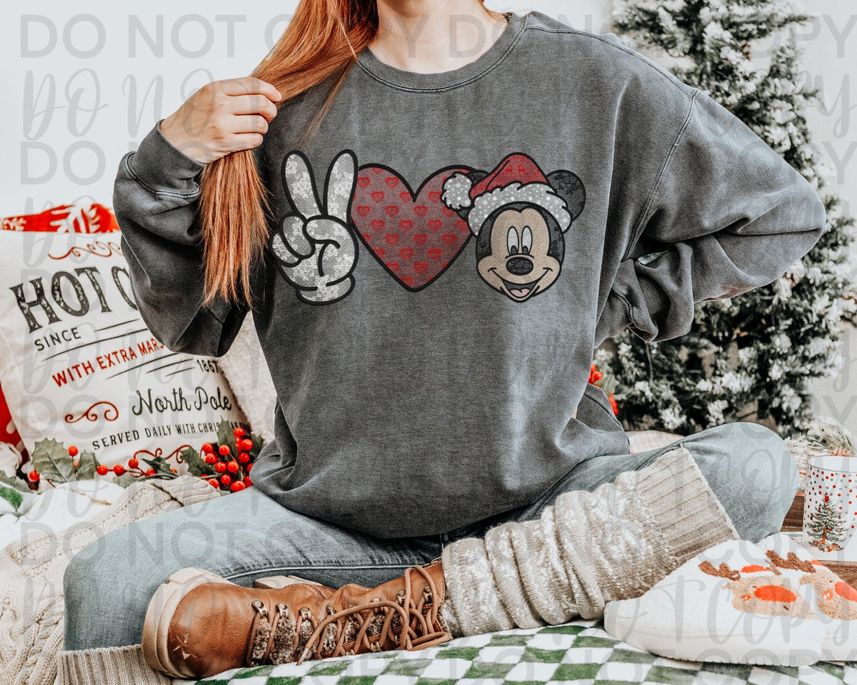 Peace Love Lace Christmas Mouse 117435 DTF transfer