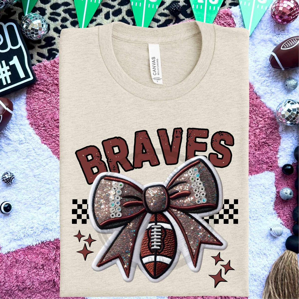 Braves bow and football (HW) 58322 DTF transfer