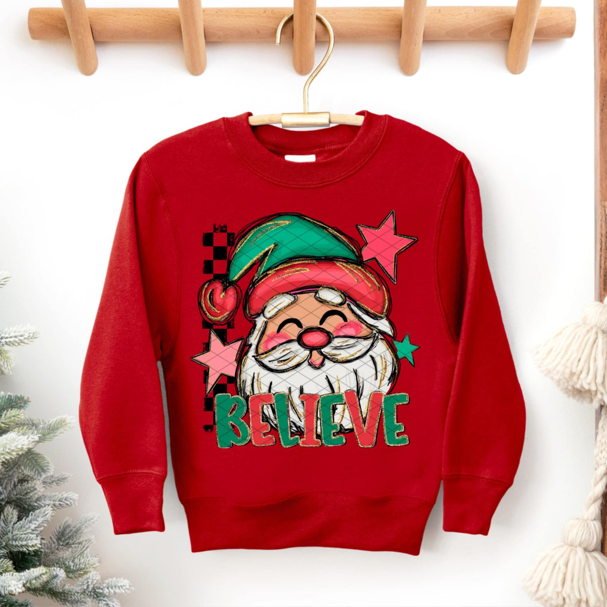 Believe Pink Red and Green Santa (SDD) DTF Transfer