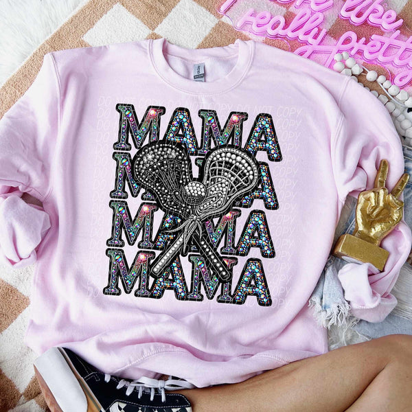 Mama stacked rhinestone lacrosse (CITY) 52340 DTF transfer