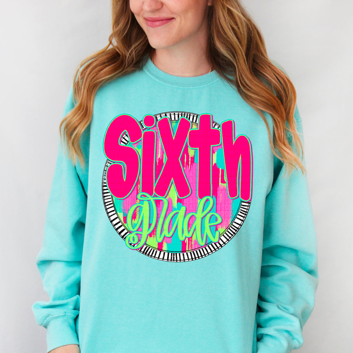 Sixth grade pink font circle 106191 DTF transfer