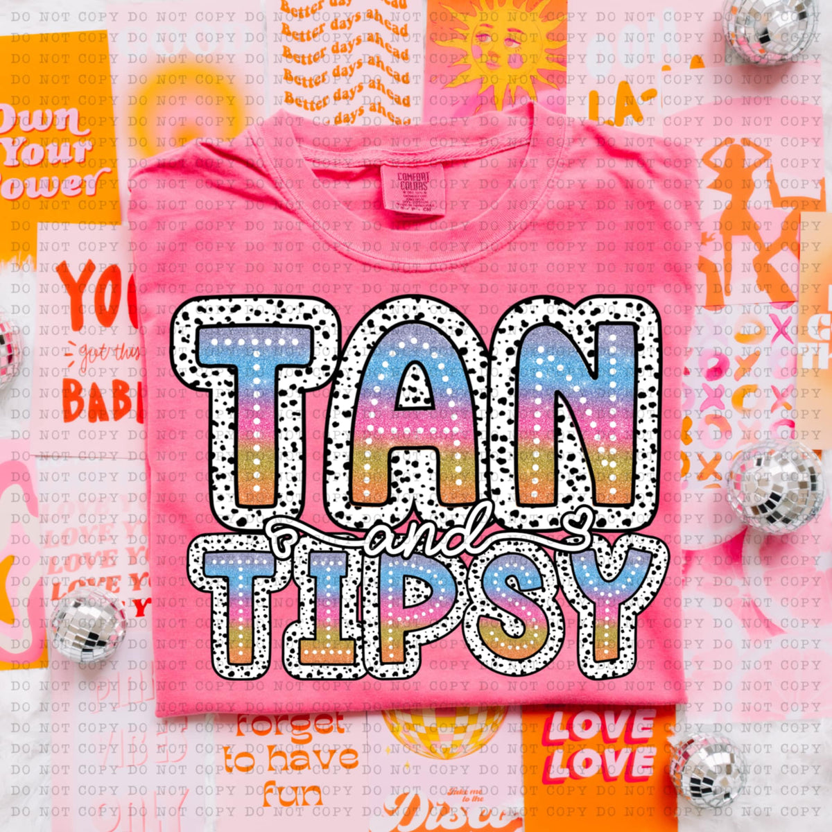 Tan and tipsy tie dye dottie (ECHT) 94215 DTF transfer