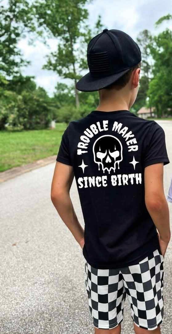 Trouble maker since birth WHITE (Lyttle) 73401 DTF transfer