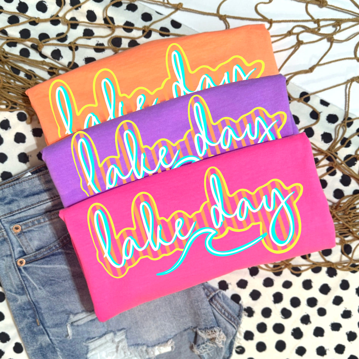 Lake Day cursive stripes (CSC) DTF Transfer