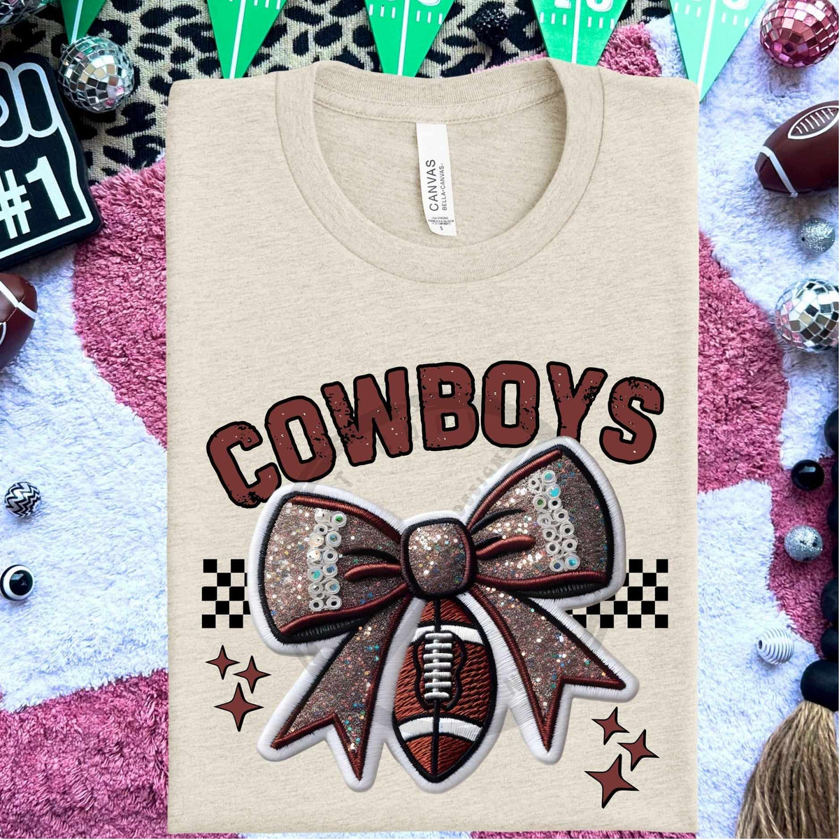 Cowboys bow and football (HW) 58342 DTF transfer