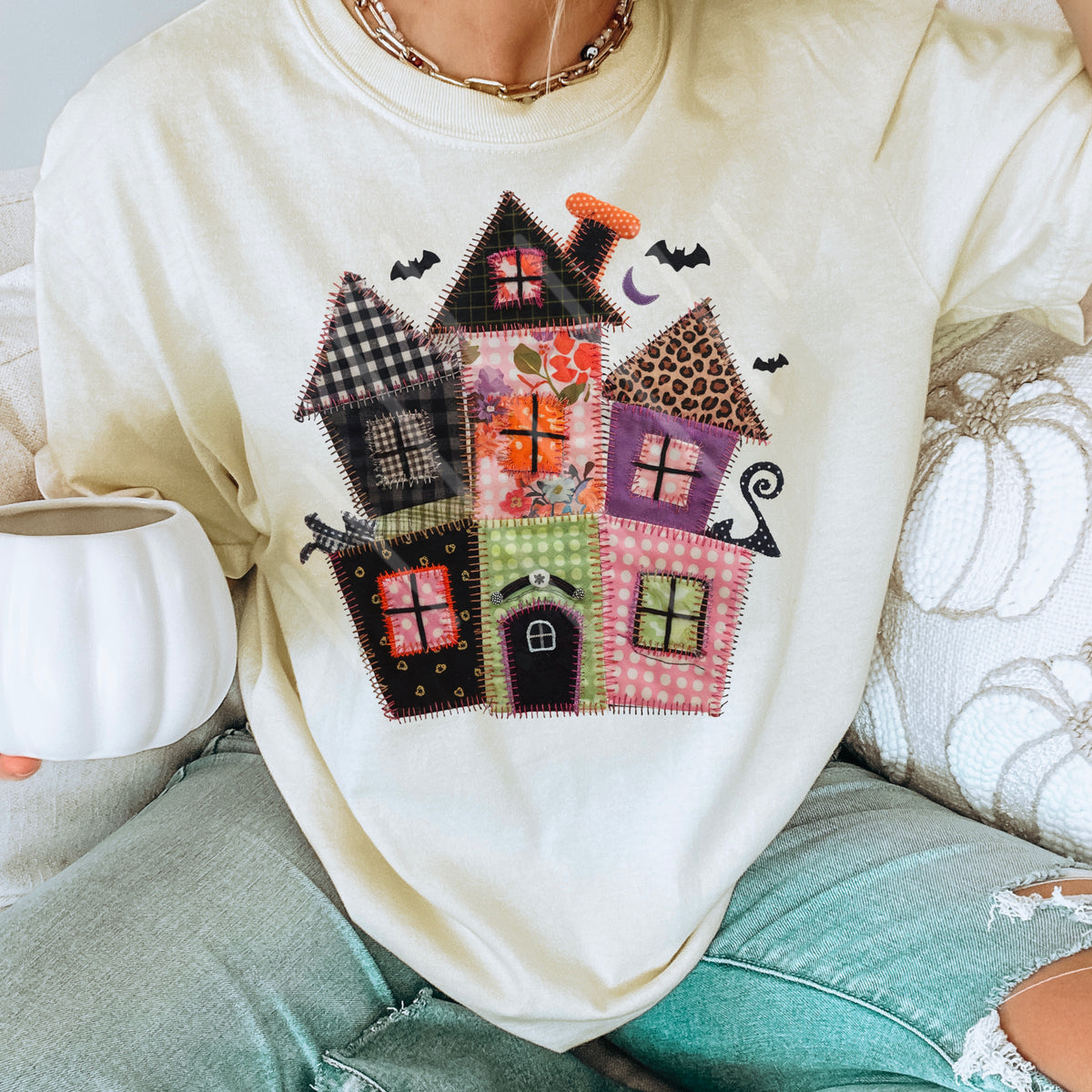 Faux Fabric Haunted House 110915 DTF transfer