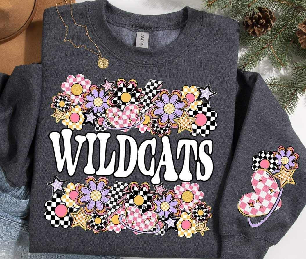 Wildcats checkered florals (S&G) 62440 DTF transfer