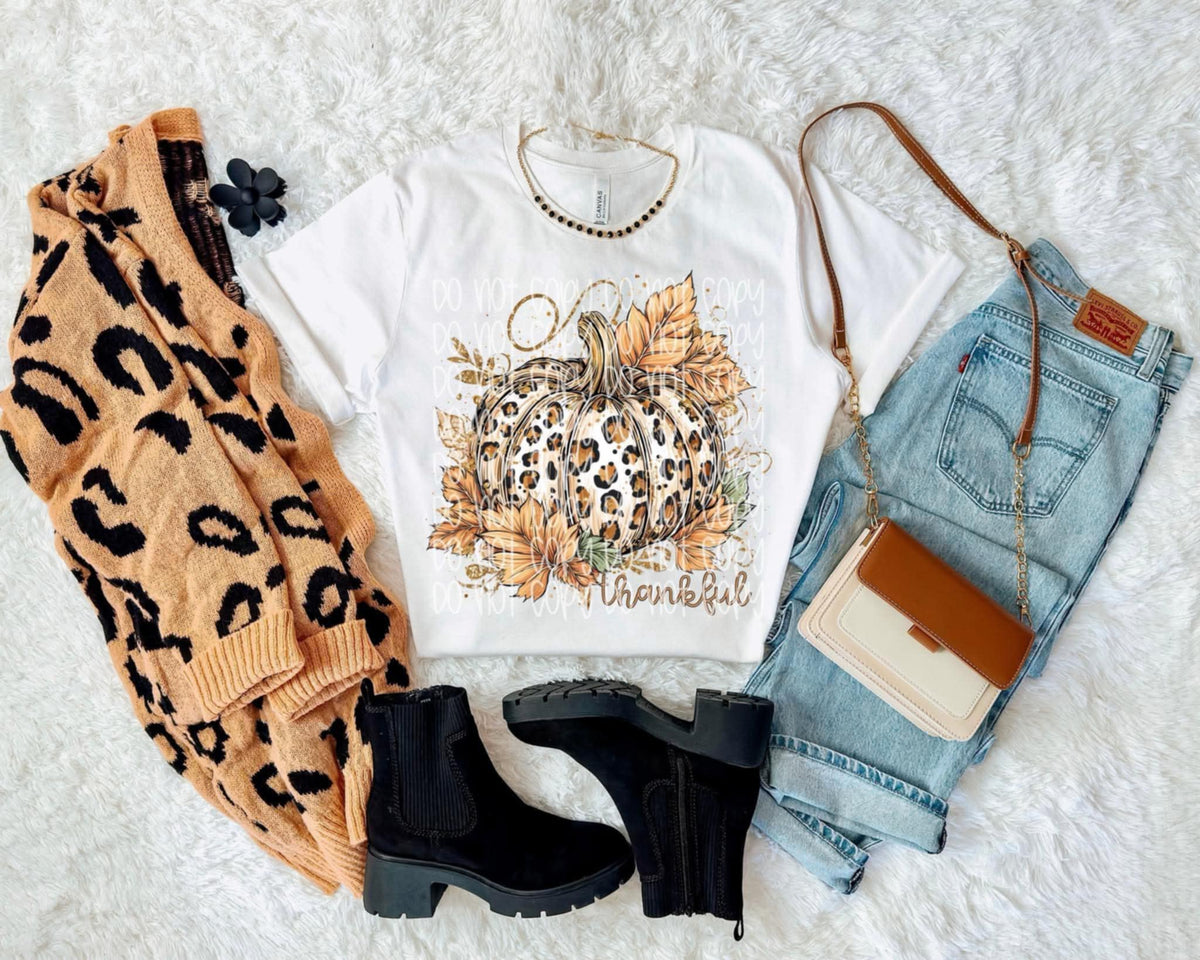 Thankful Leopard pumpkin frame SSD DTF transfer