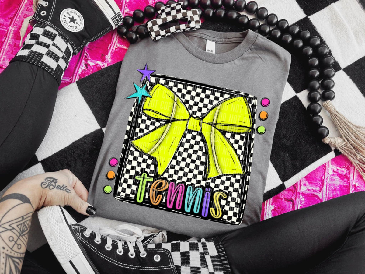 Tennis 1 checkered preppy bright (Caplinger) 91458 DTF transferr